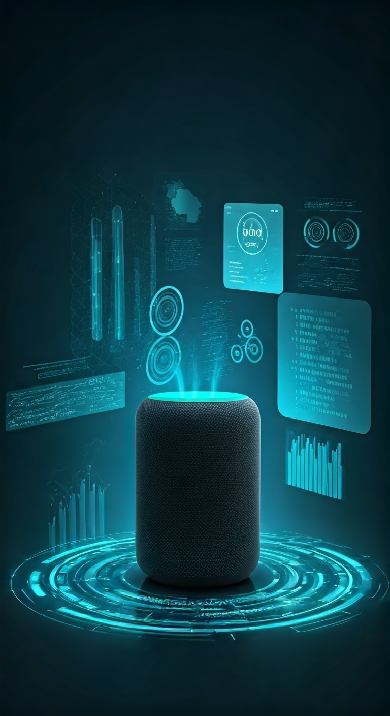 Futuristic voice search illustration