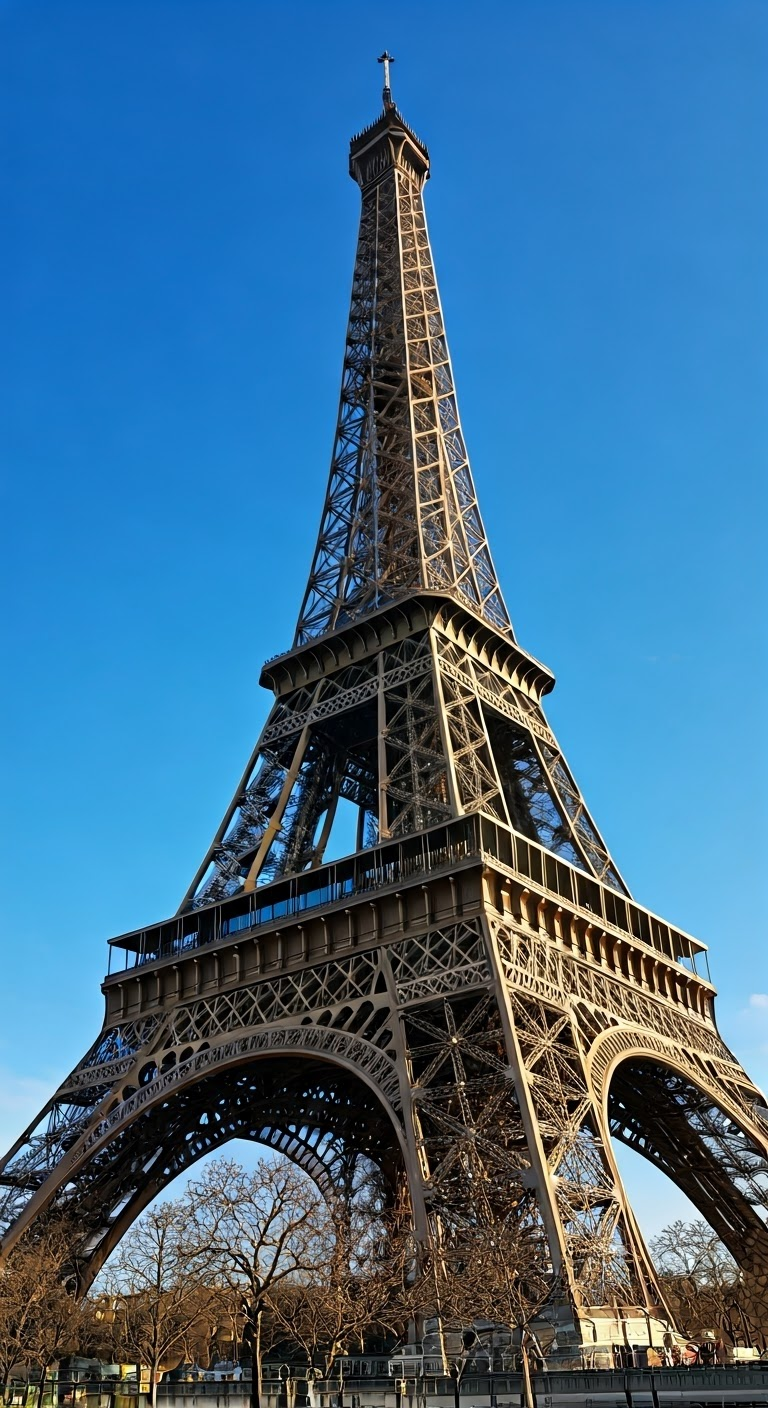 Minimalist view of Eiffel Tower