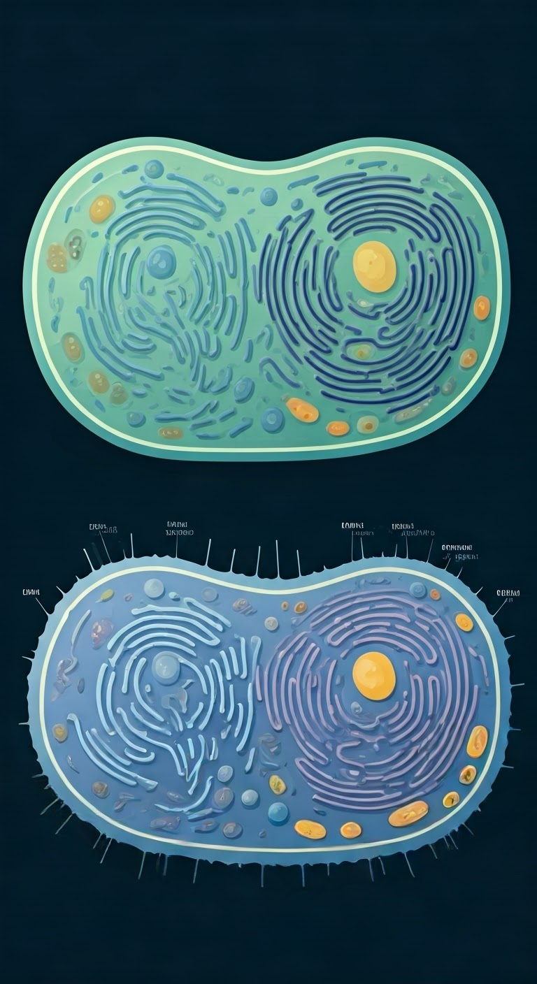 Illustration of plant and animal cells