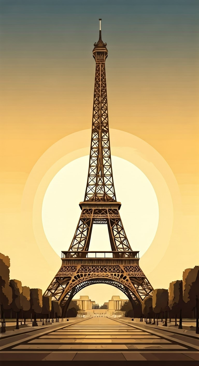 Minimalist Eiffel Tower illustration