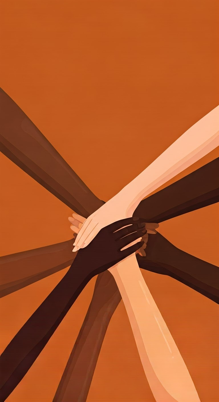 Joined hands symbolizing unity