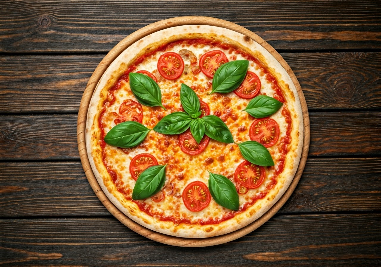 Classic Italian pizza with herbs