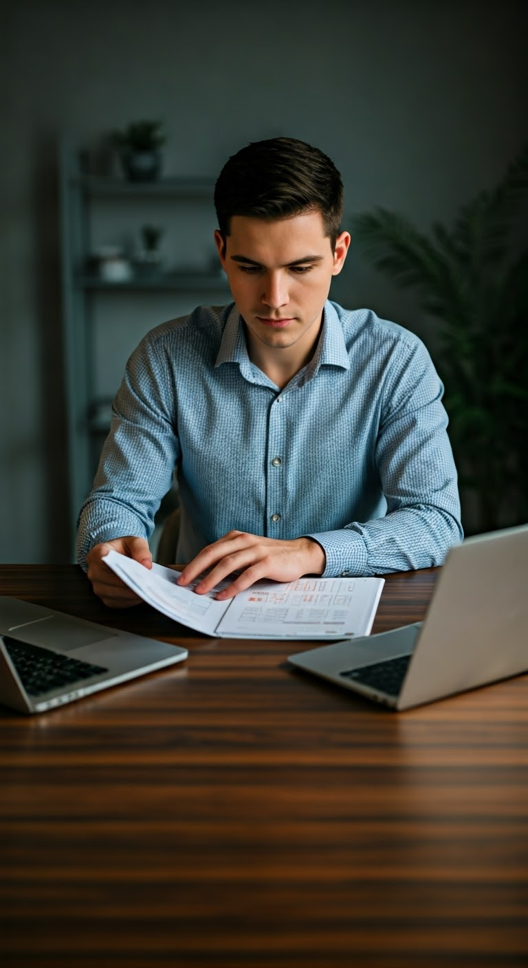 Blogger learning SEO at a desk