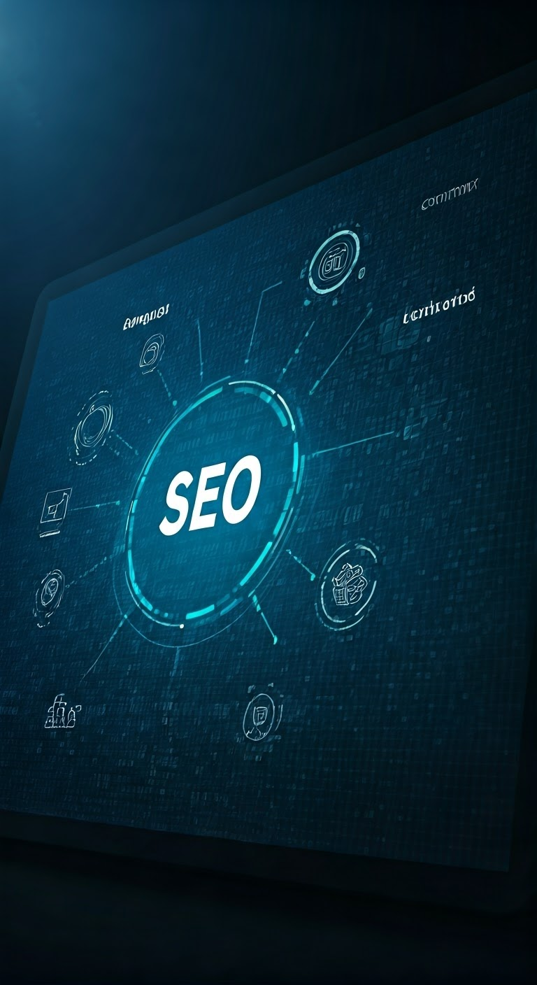 Digital screen showing SEO elements