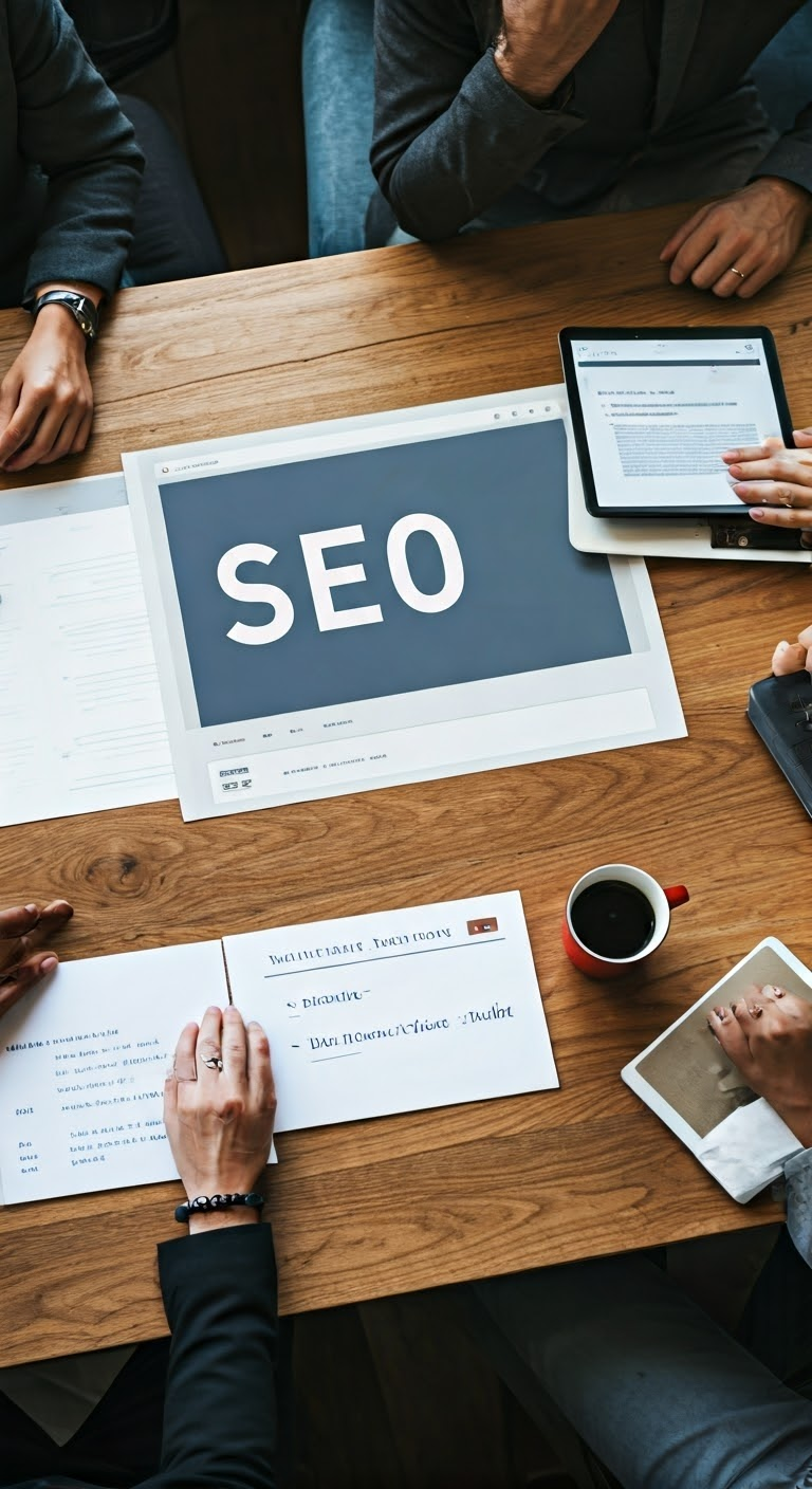 Group discussing SEO strategies