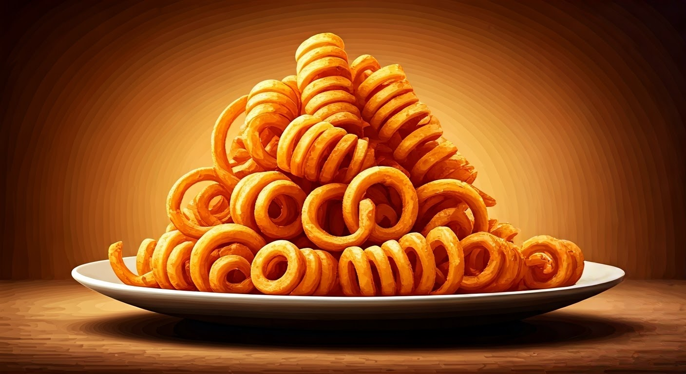 Crispy curly fries on a plate