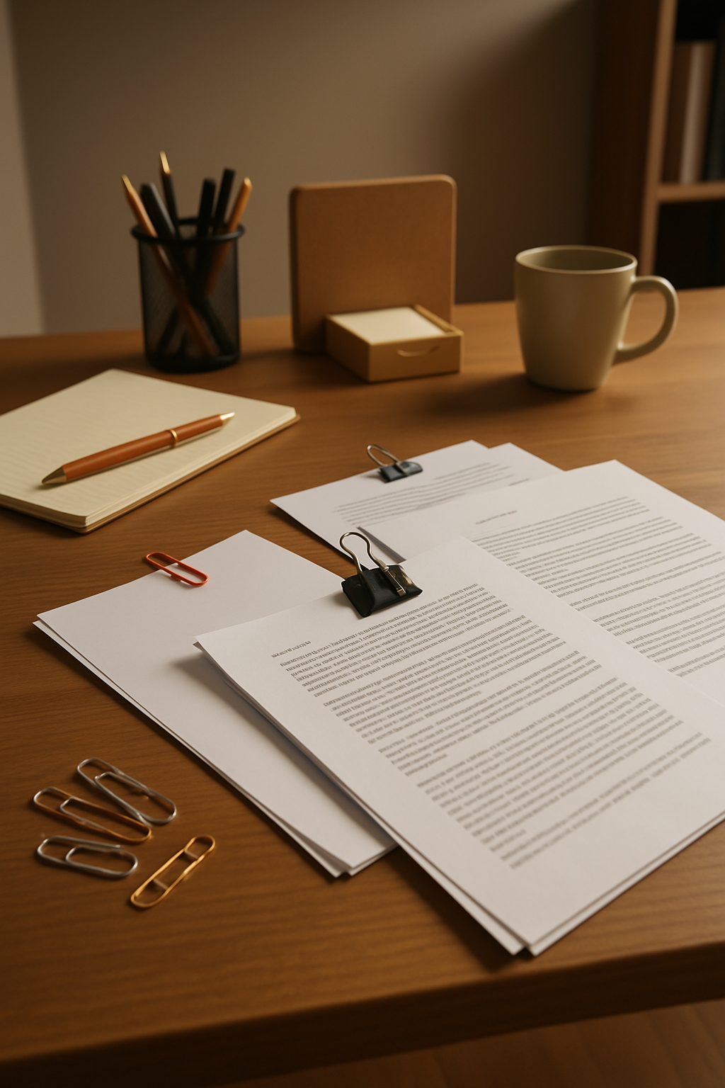 Paperclips tidying office desk