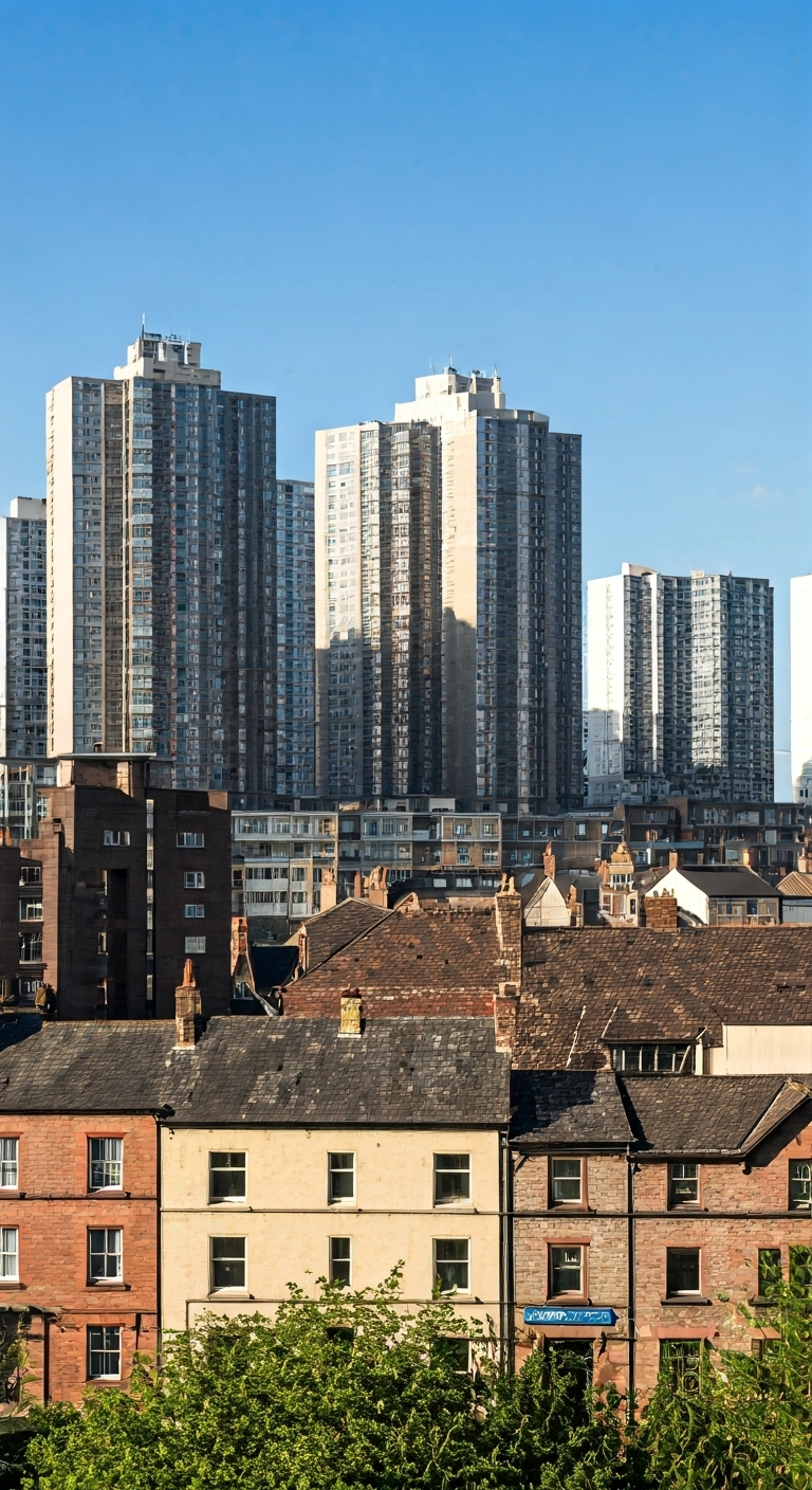 Different building types cityscape