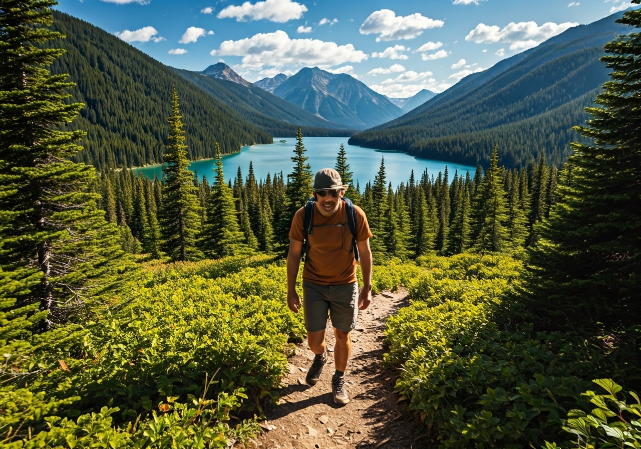 Hikers on BC mountain trail