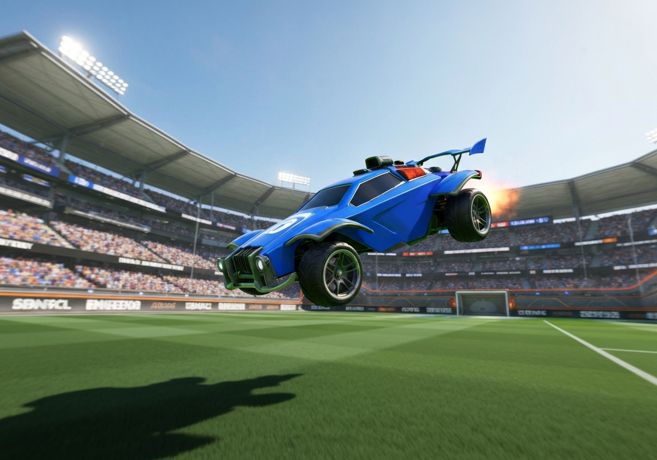 Rocket League car mid-air