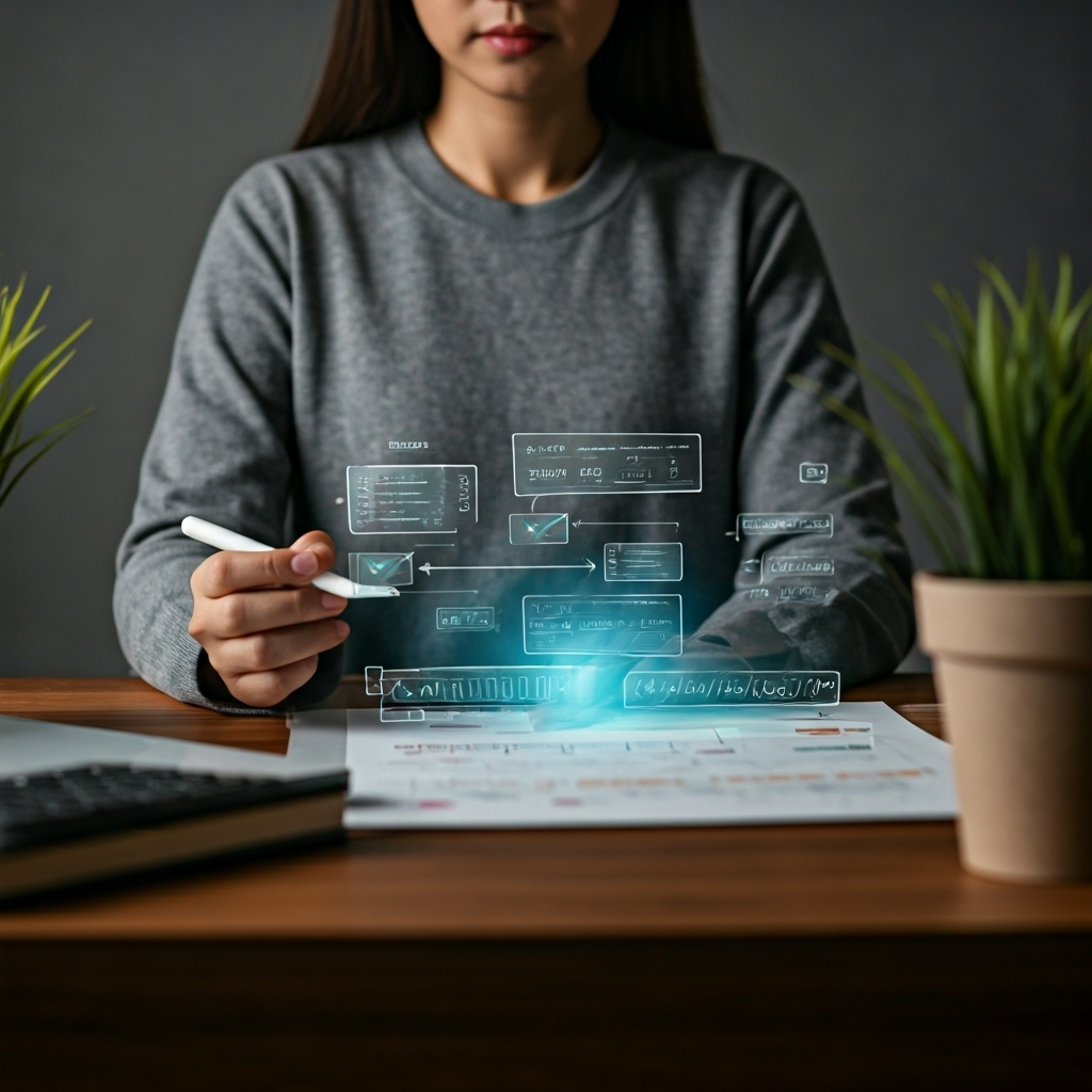 Person planning content workspace