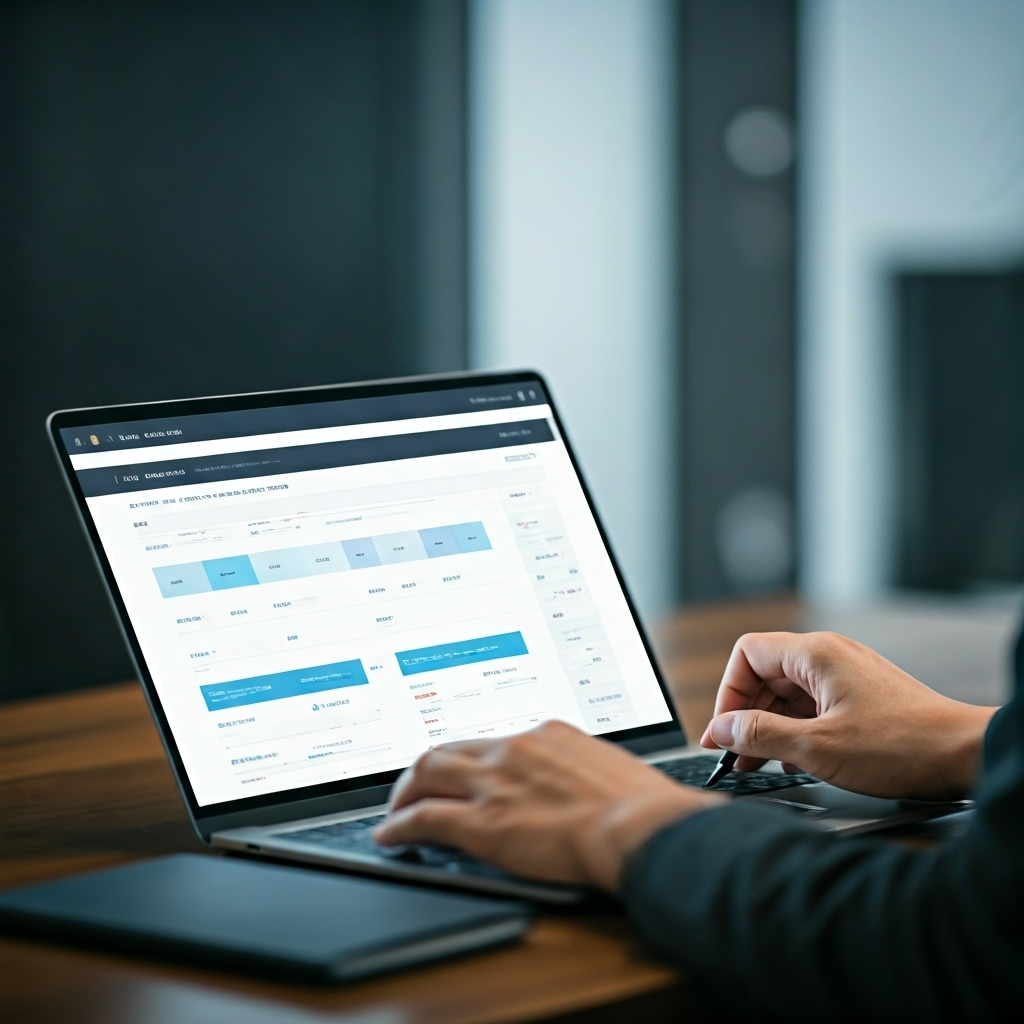 Marketer reviewing website dashboard