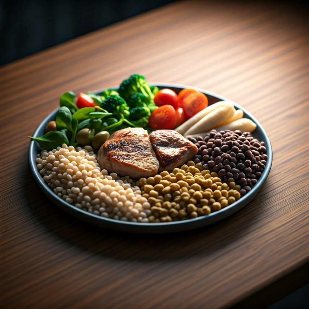 Balanced meal plate close-up