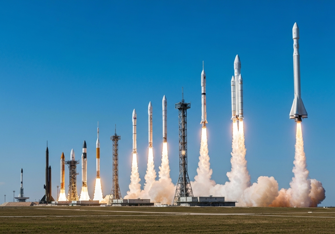 timeline of key rocket launches