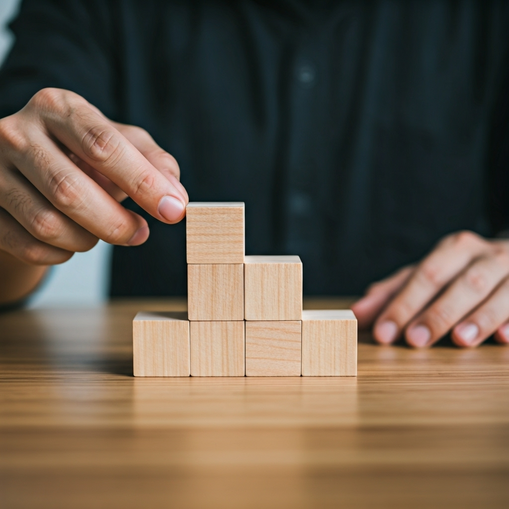 Arranging blocks on desk