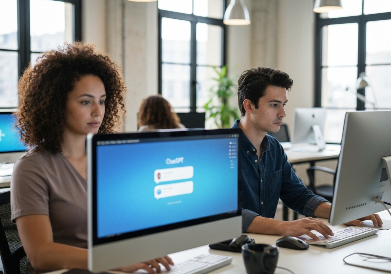 Two users comparing AI chatbots