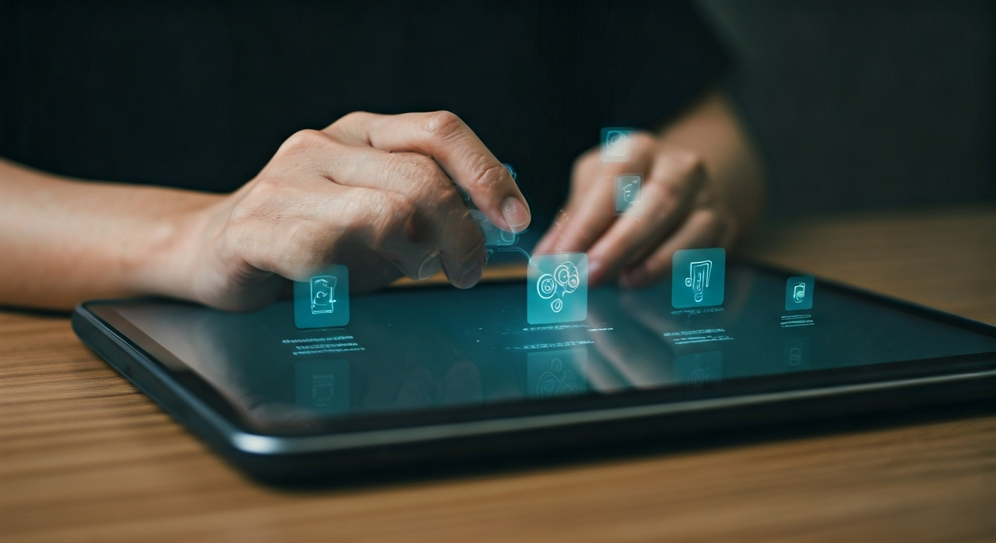Icons for content types on tablet