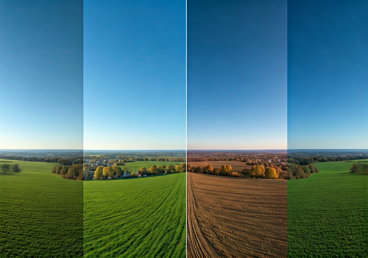 BC landscape four seasons aerial