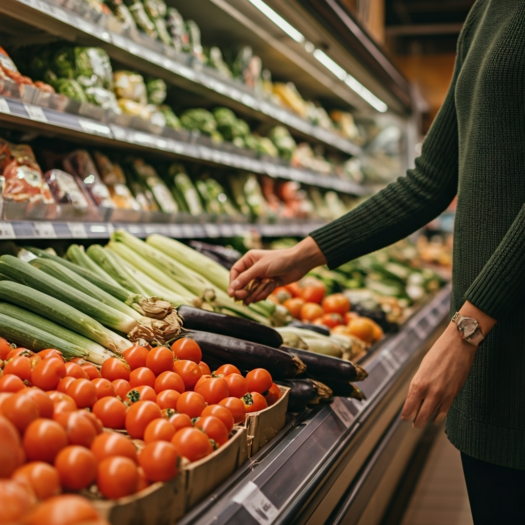 Person choosing healthy groceries