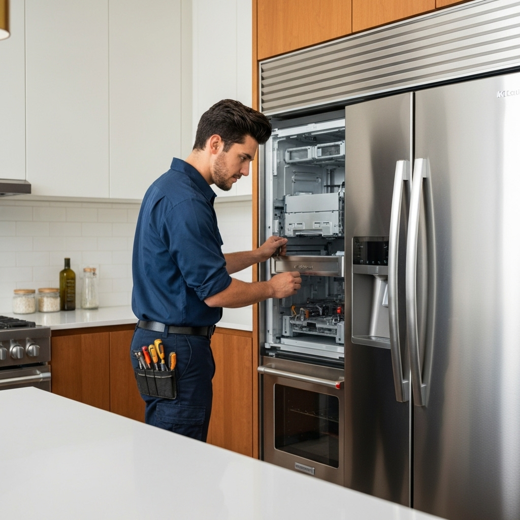 Technician repairing KitchenAid appliance