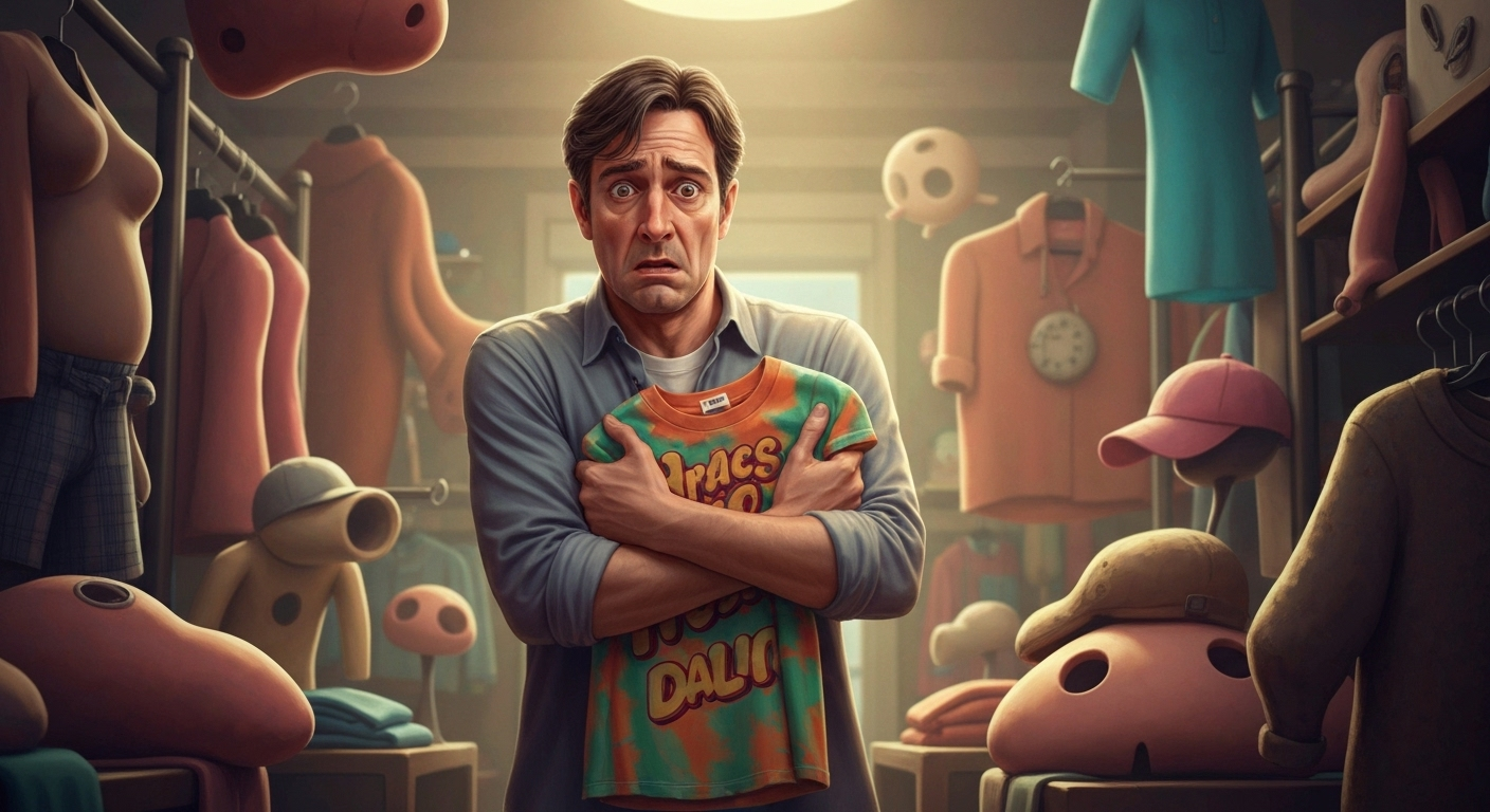 Shopper with fake branded clothes