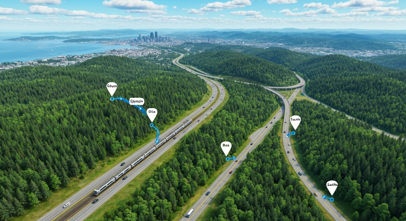 Scenic route Olympia to Seattle