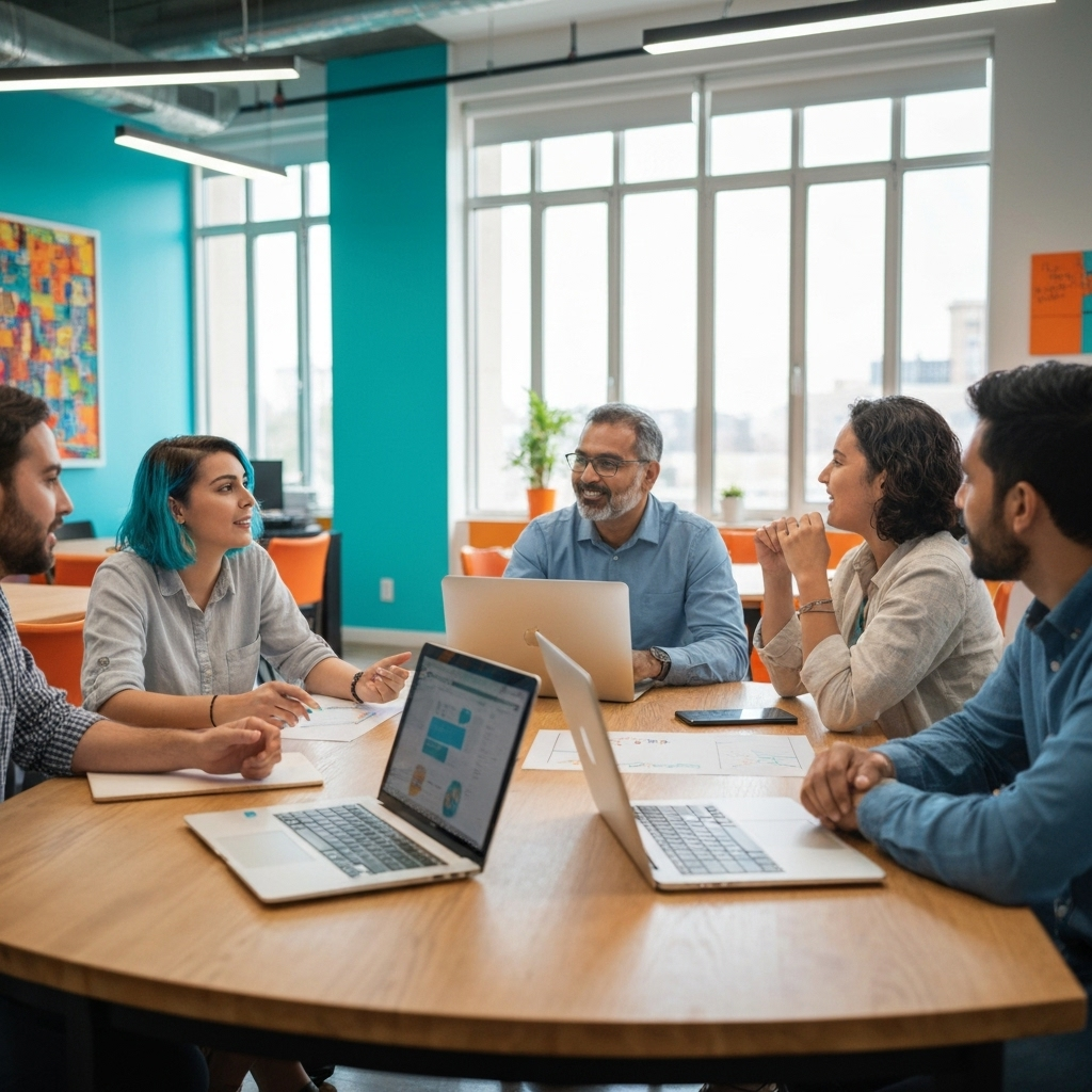 Professionals collaborating in office