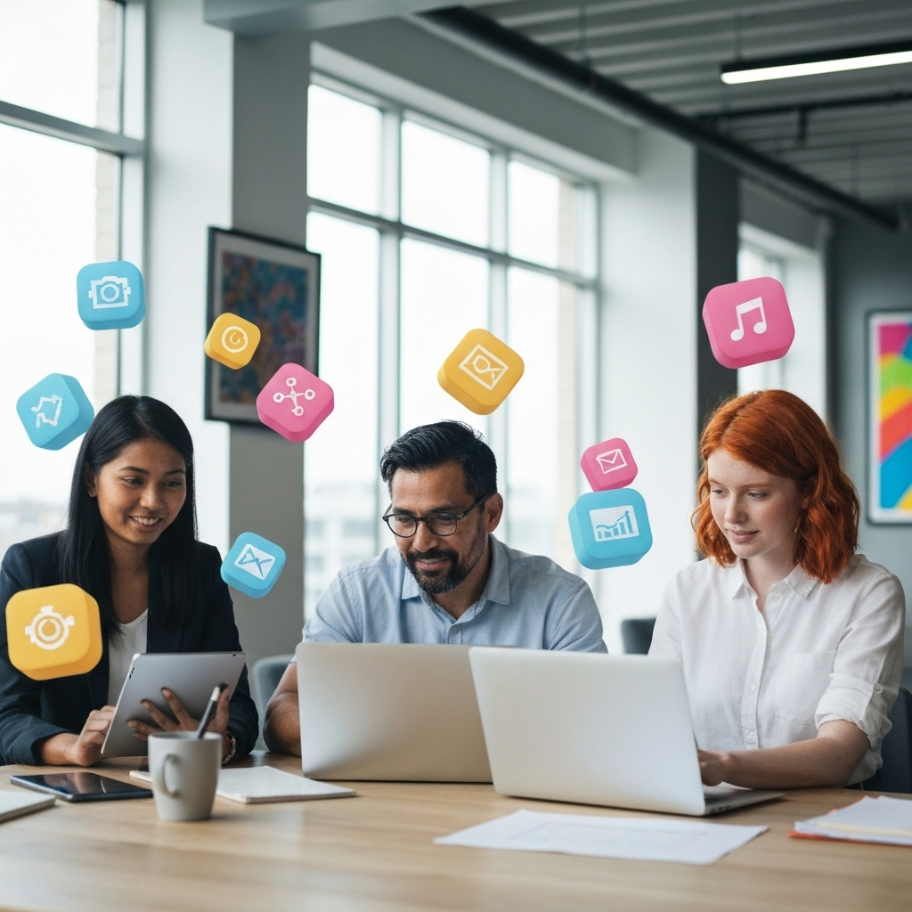 professionals using ai tools workspace