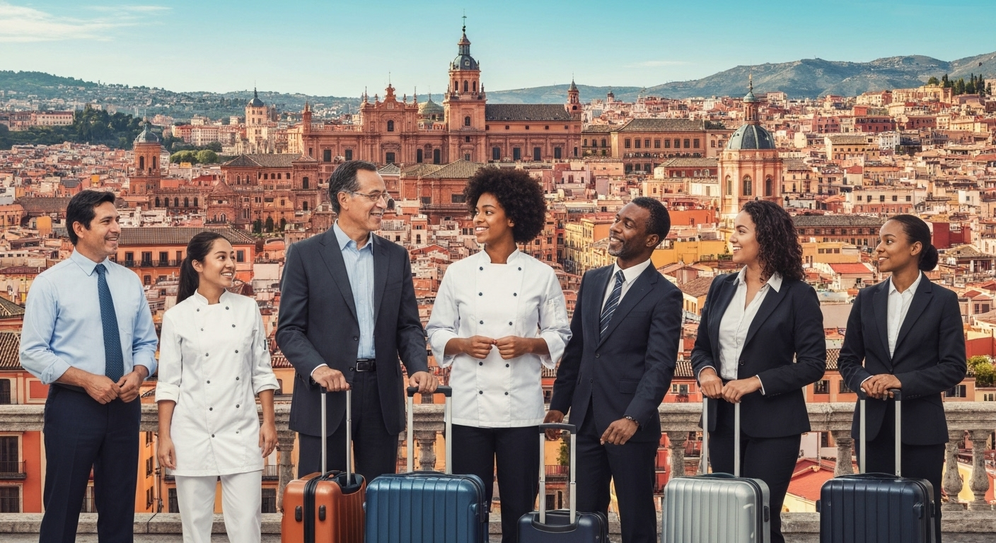 Profesionales frente a ciudad española