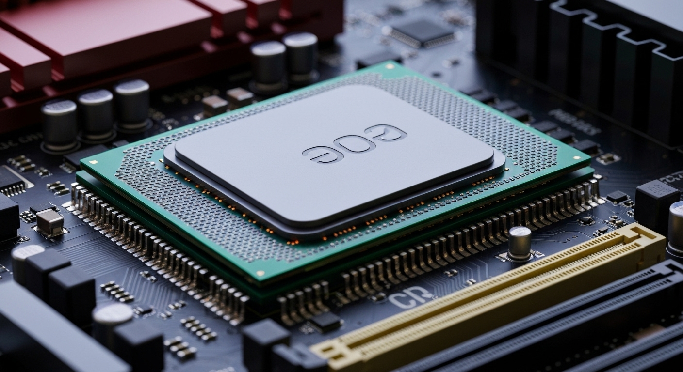 Ryzen CPU on motherboard close-up