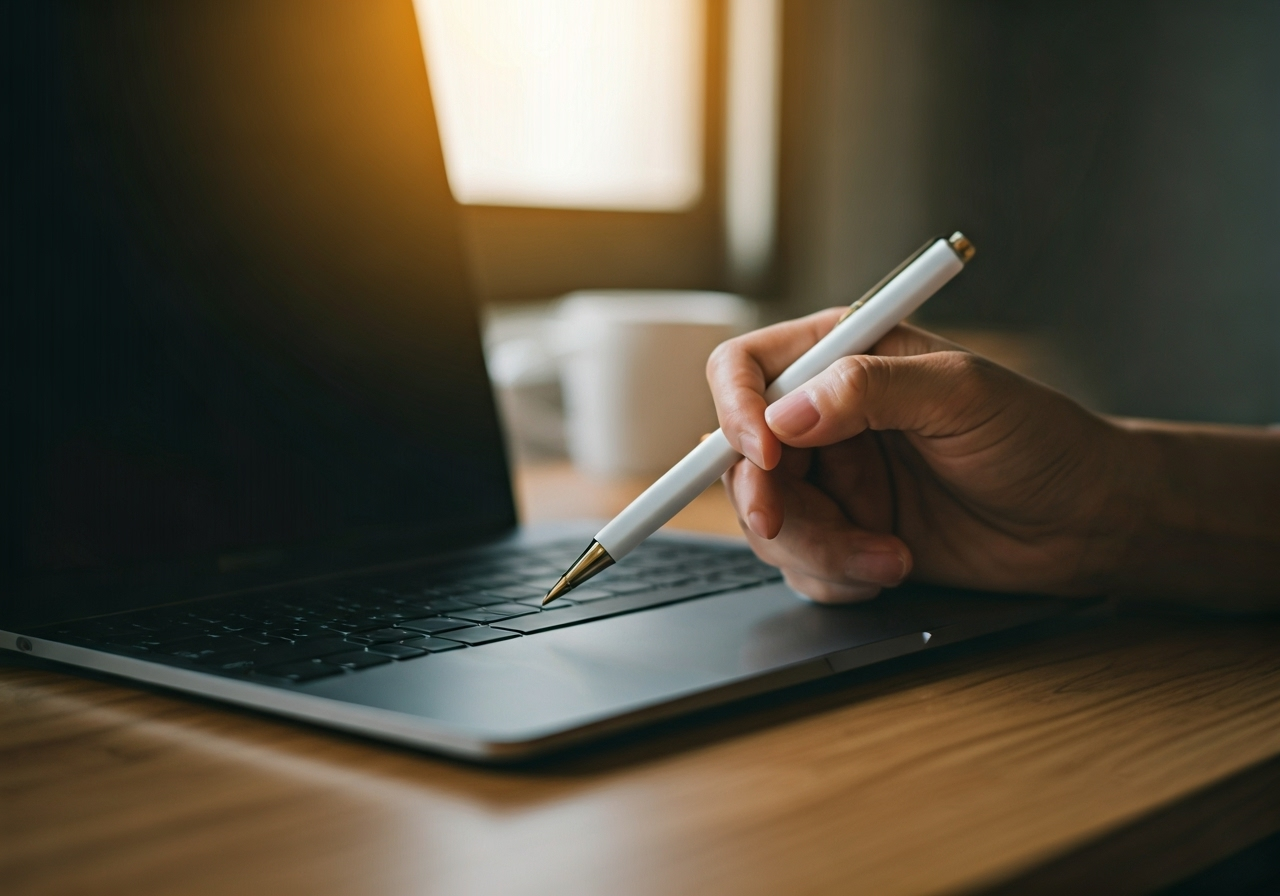 Beginner using SEO tools laptop