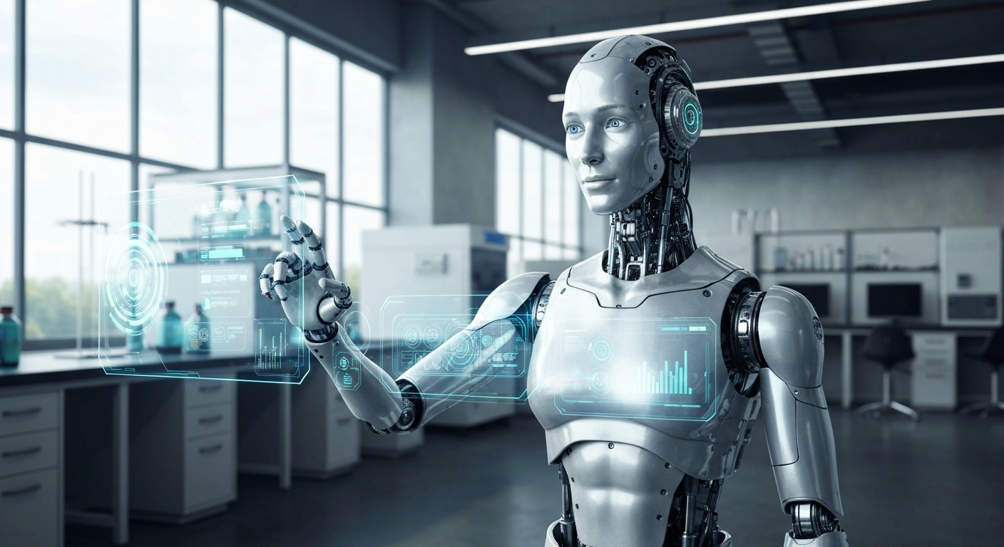 Humanoid robot in tech lab