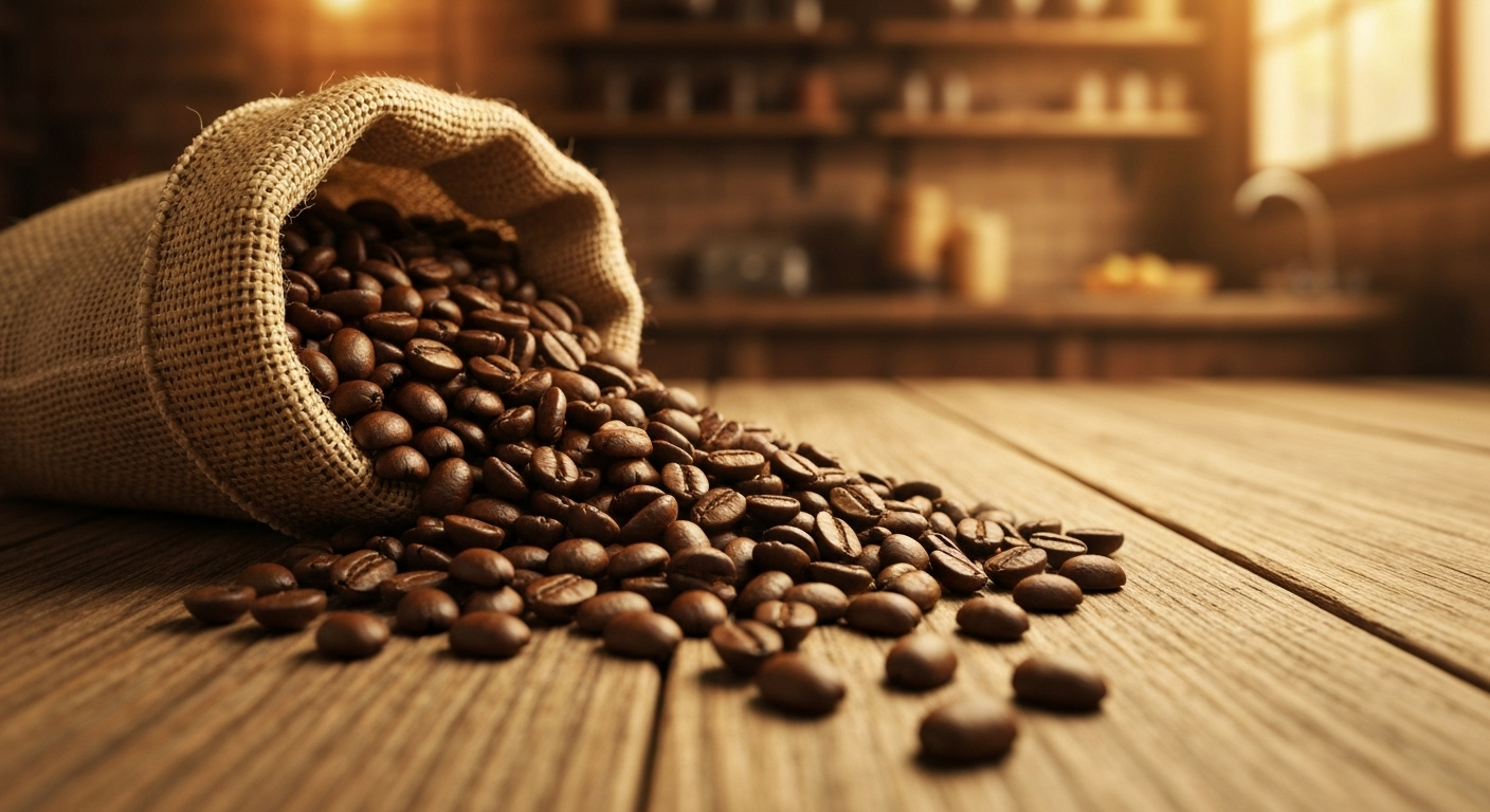 Arabica coffee beans on table