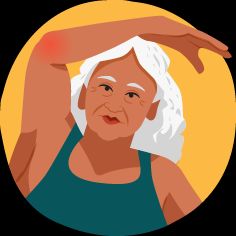 an old woman with a bruise on her arm