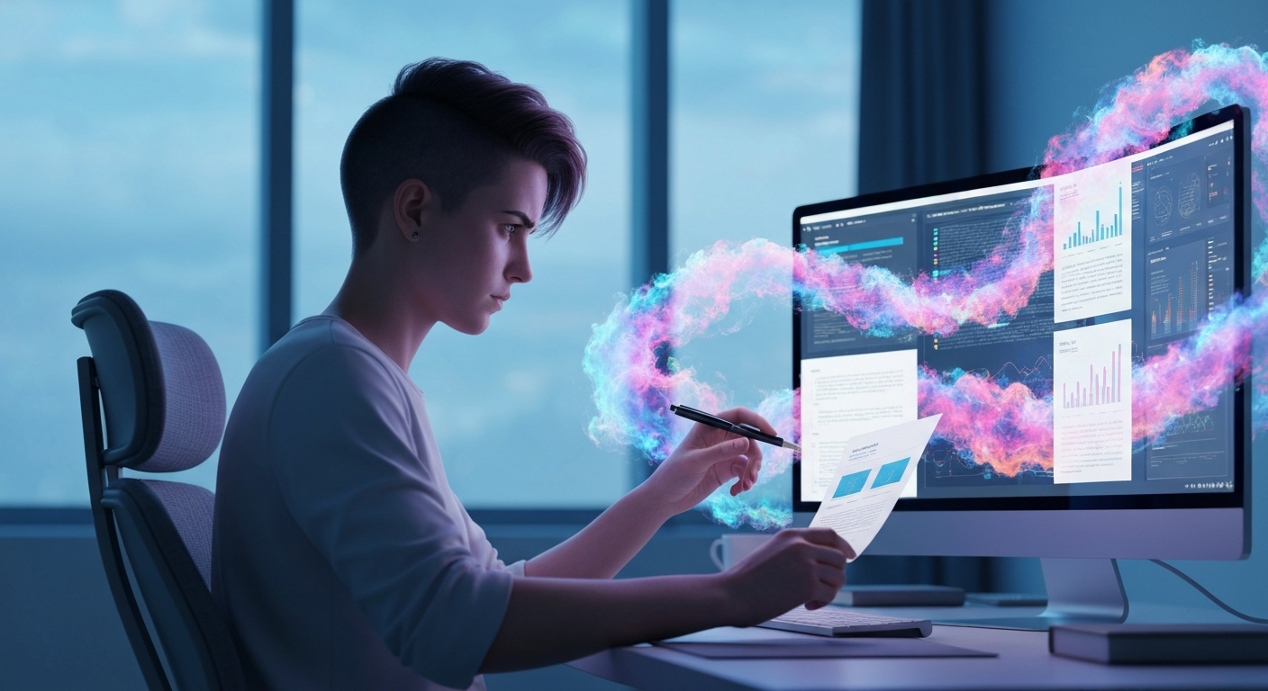 Persona revisando documentos digitales