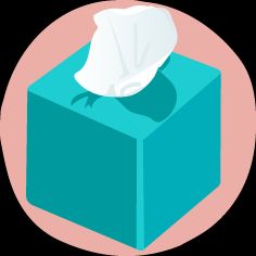 a tissue box with a tissue inside