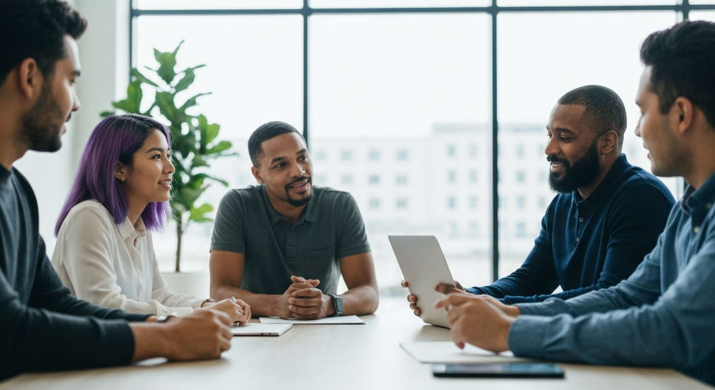 Equipo discutiendo tipos de SEO