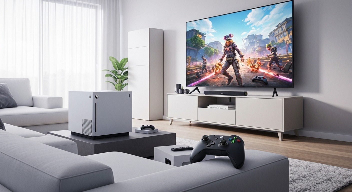 Última Xbox con mando y pantalla