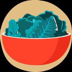 a bowl of greens in a red bowl