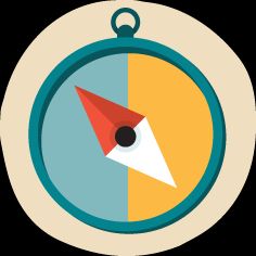 a compass icon in a circle