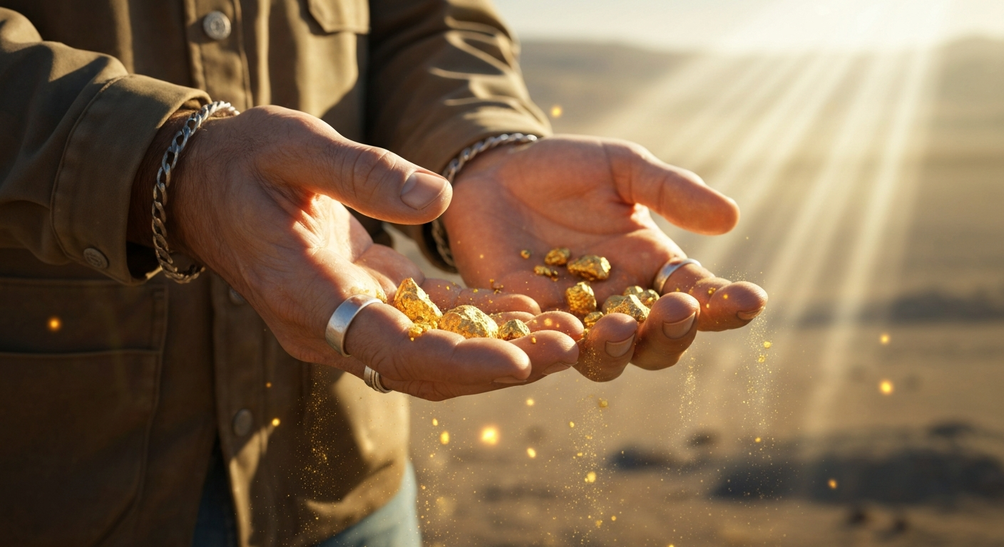 miner holding gold nuggets UAE