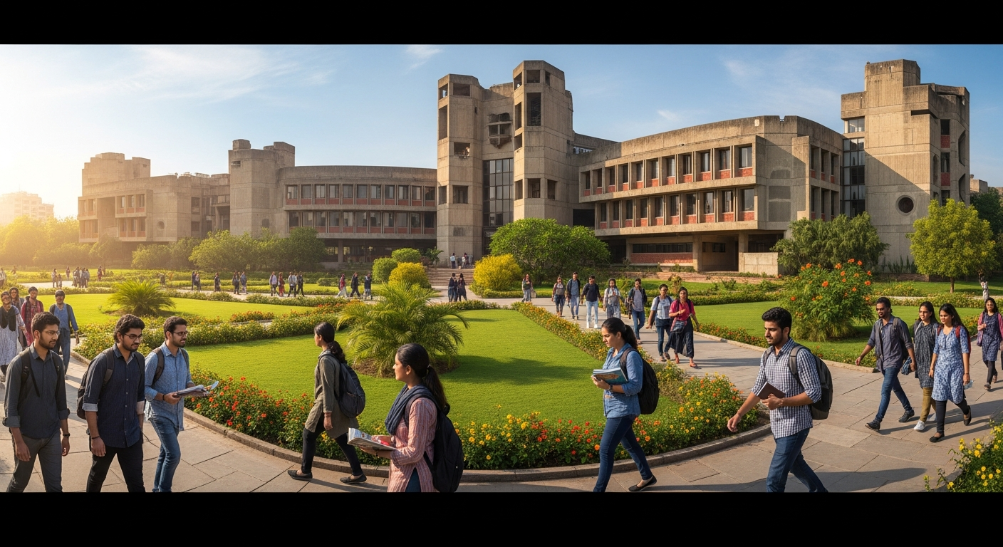 Modern university building Chandigarh panoramic view